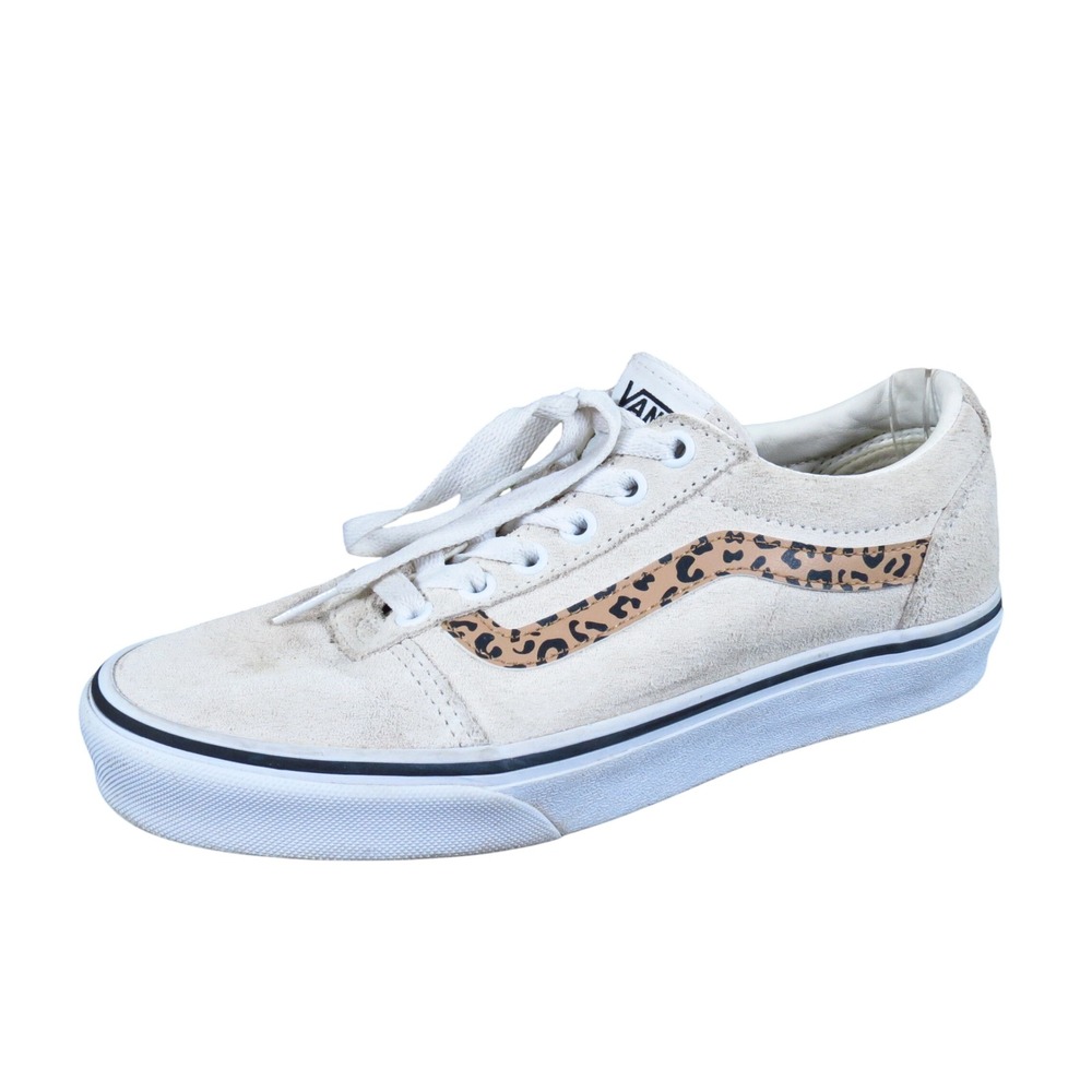 Vans Ward Low Women Skate Shoe Size 8 Skateboarding Marshmallow White Cheetah